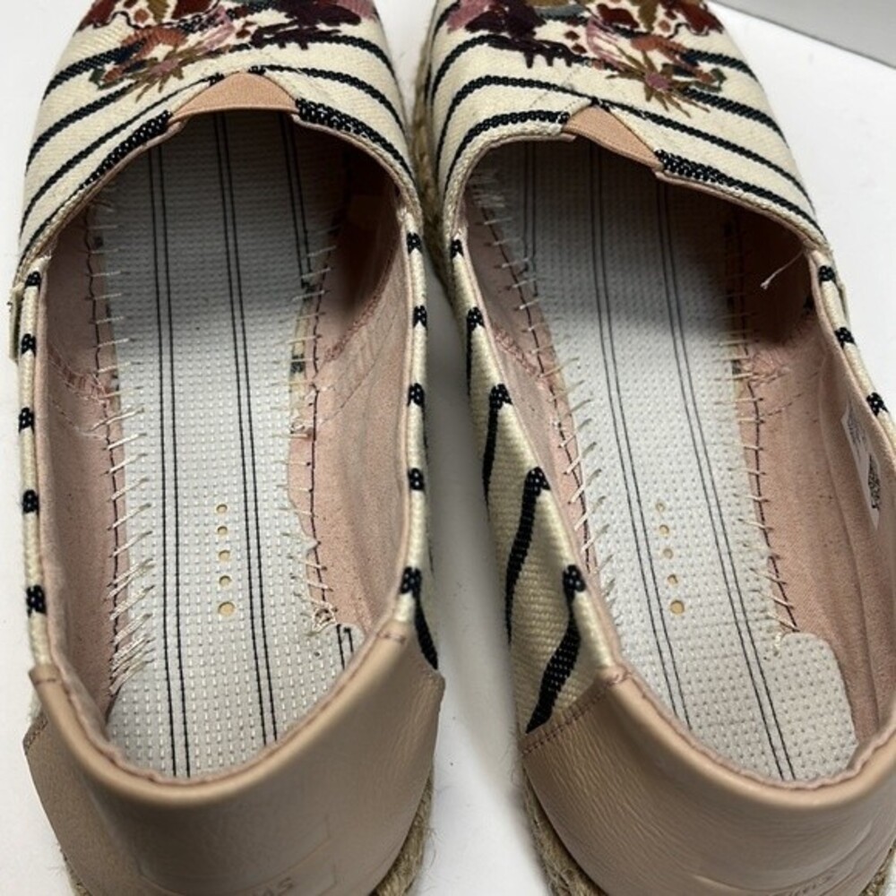 Tom's Womens Size 9 Embroidered Floral Striped Slip-On Espadrille Flats - Picture 9 of 13